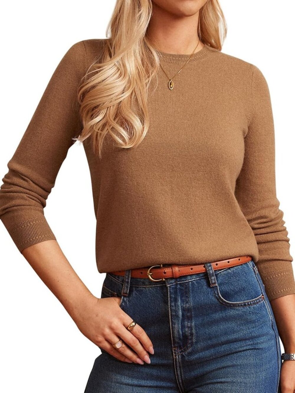 Cozy Cashmere Sweater for Women, Merino Wool Crew Neck & Matching Socks